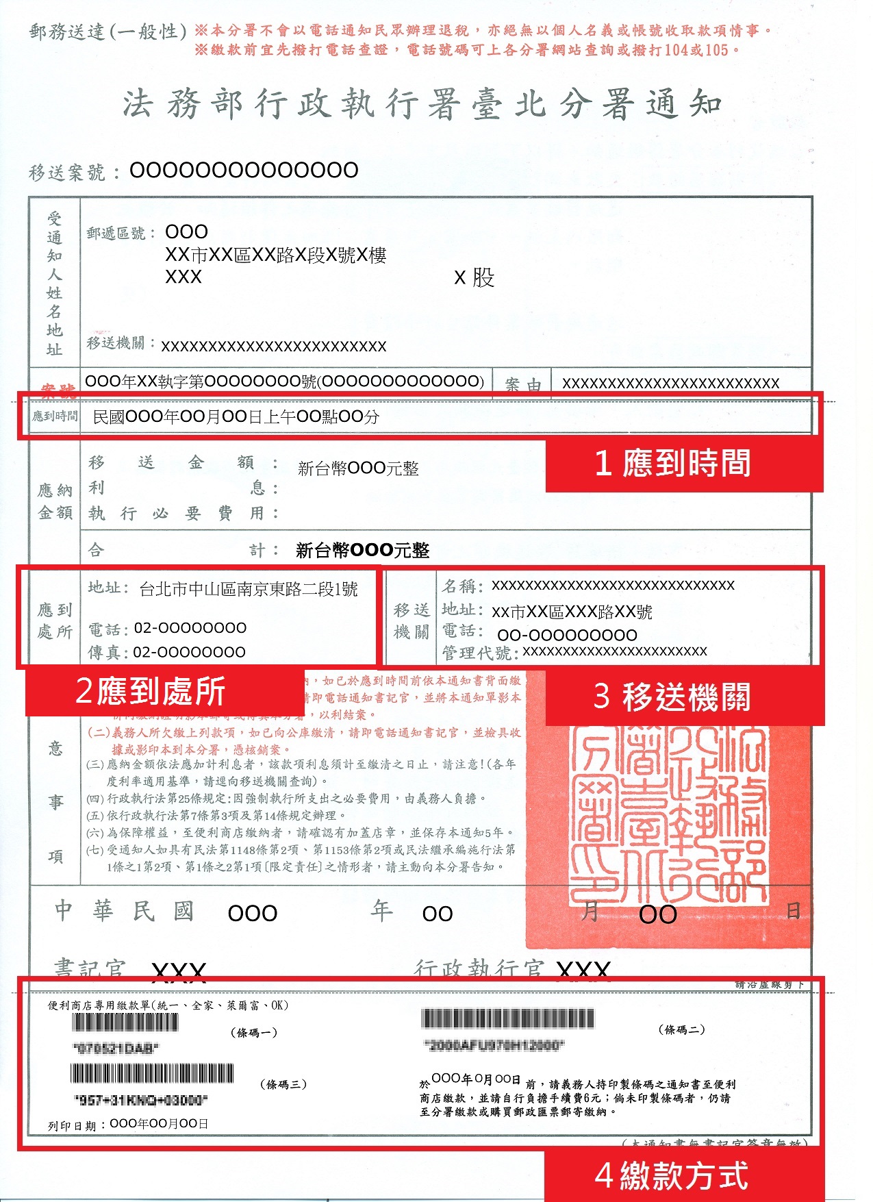 傳繳通知說明